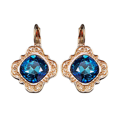 Auskarai "Nostalģija III (Bermuda Blue)" su Swarovski™ kristalais